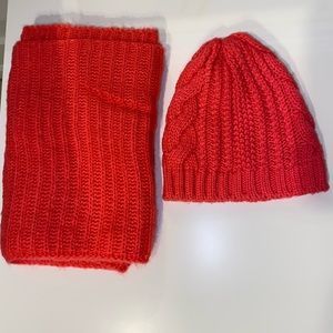 Merona Red Knit Hat and Scarf Set